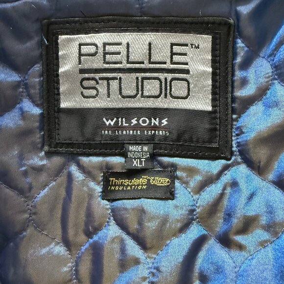 Vtg 90s Y2K Wilsons Pelle Studio Leather Thinsulate Lined Bomber Jacket Mens XLT - Picture 3 of 16